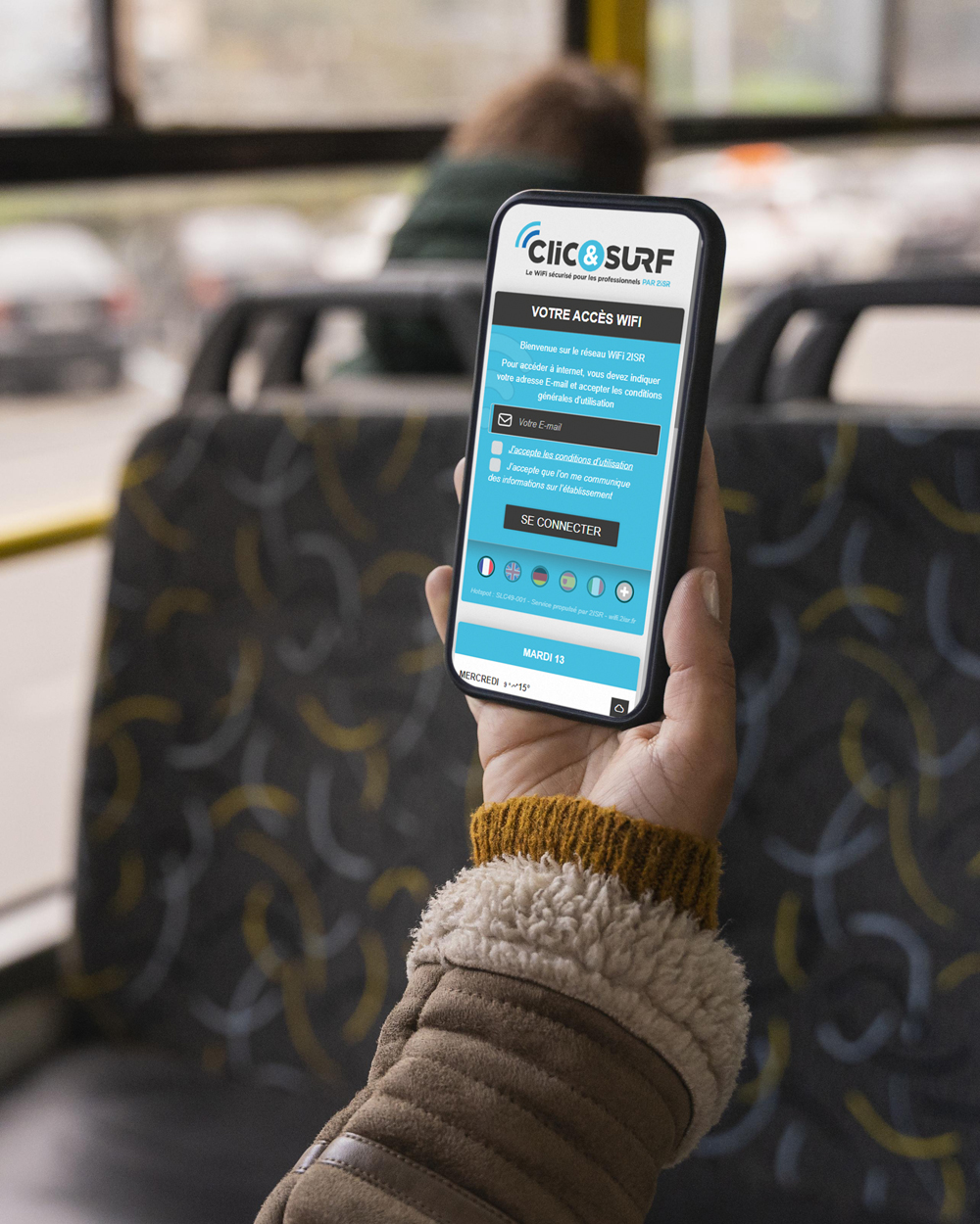 Portail de connexion WiFi sécurisé Clic & Surf pour un WiFi bus